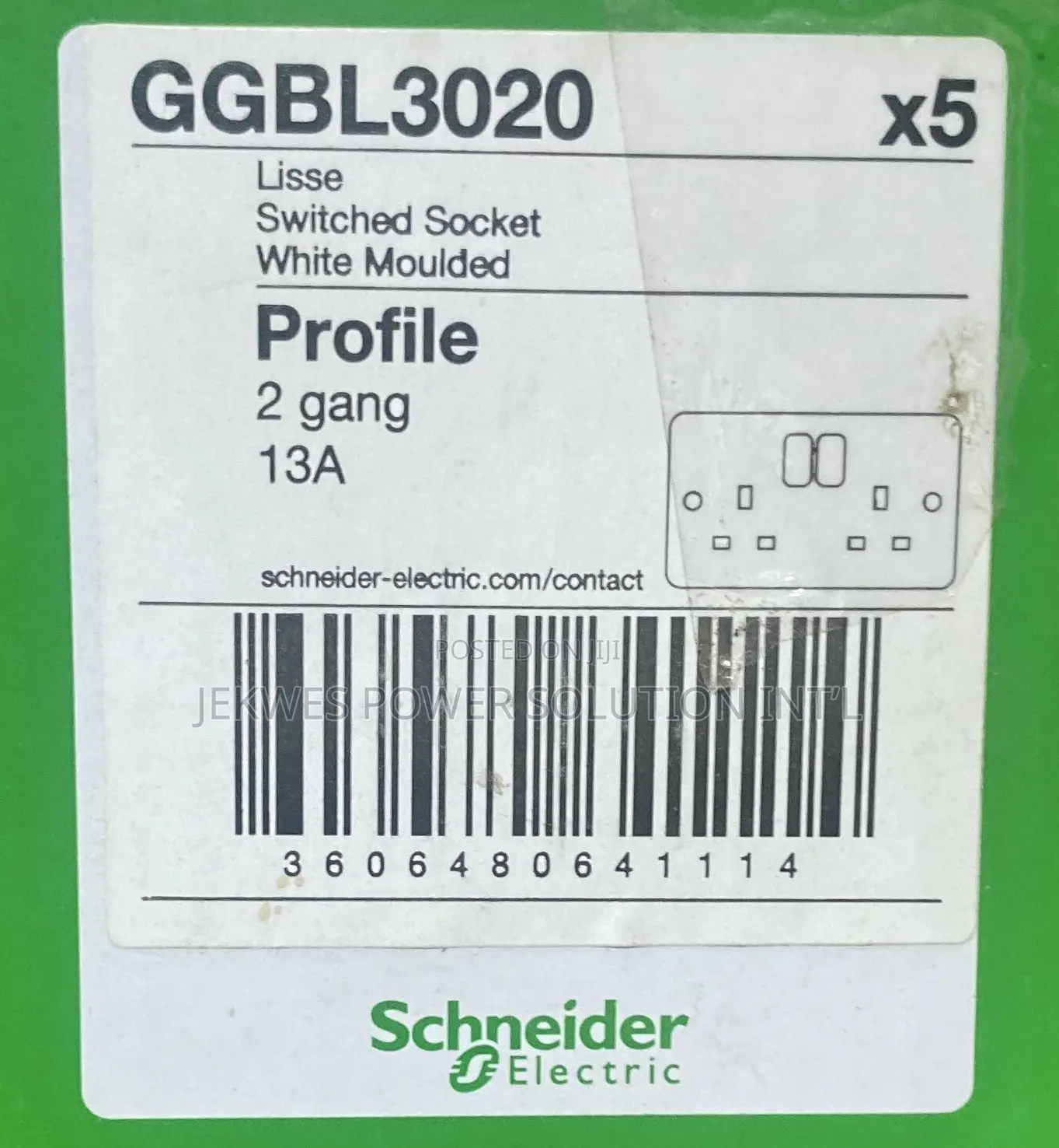 GGBL3020 2 Gang Lisse 13A Switched Socket