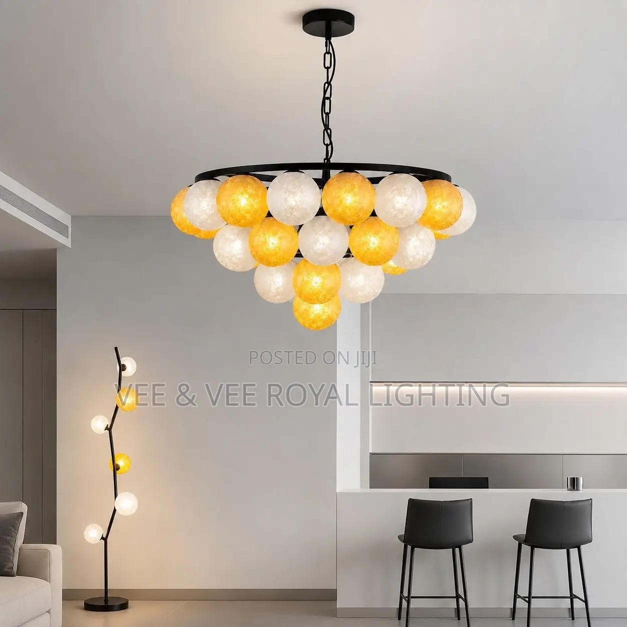 Luxury Modern 31 Balls Gold &White Chandelier -  for Living Room