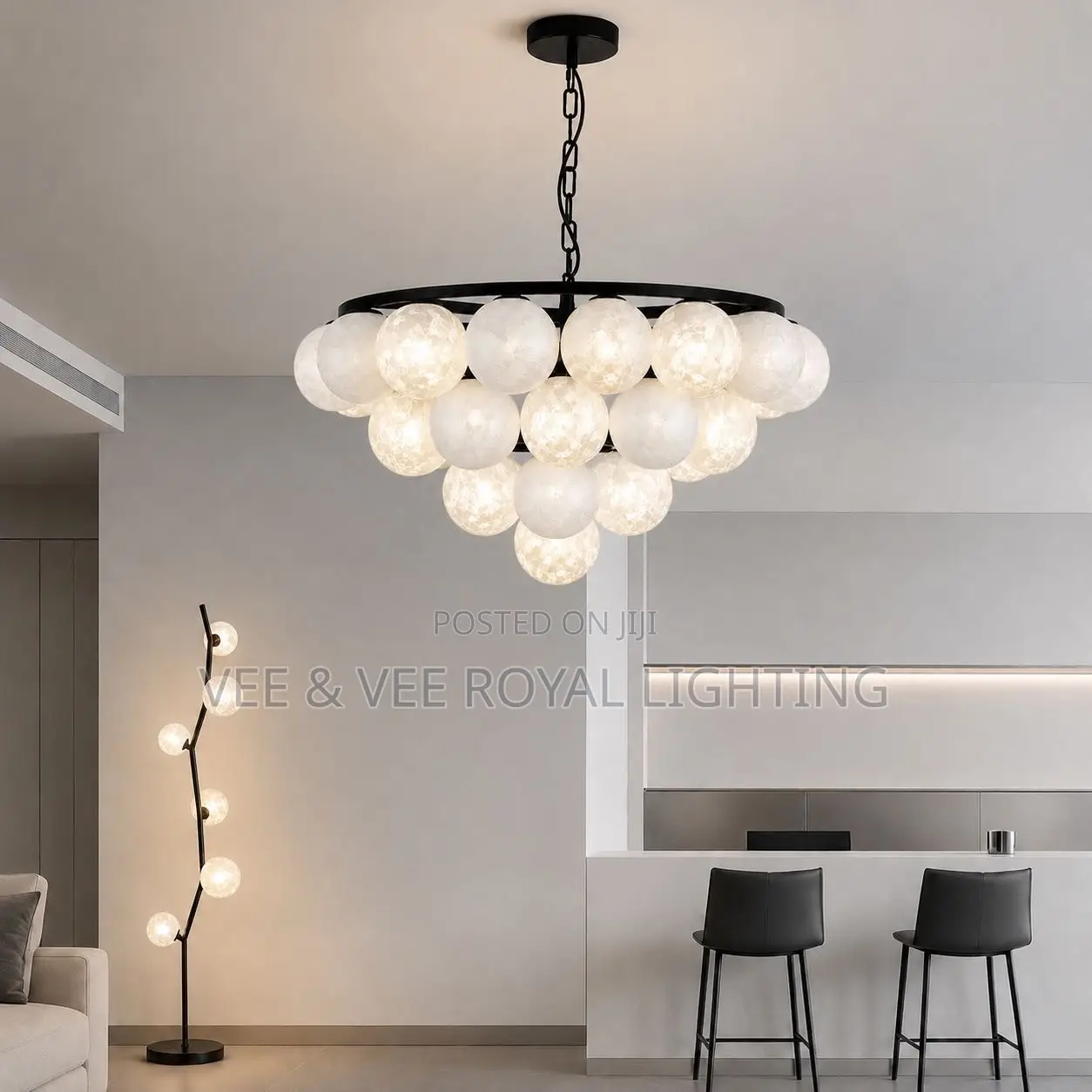Luxury Modern 31 Balls Gold &White Chandelier -  for Living Room