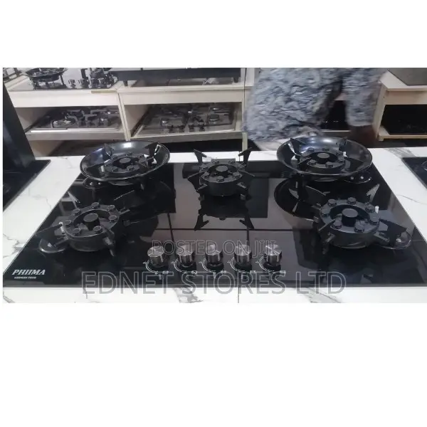 Phiima 8mm Tempered Glass Flip Up 5 Gas Burner Built in Kitchen Hob