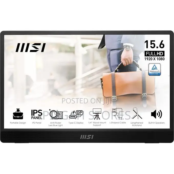 Msi Pro MP161 E2 Portable Monitor, 15.6" FHD IPS 1080p, USB Type-C