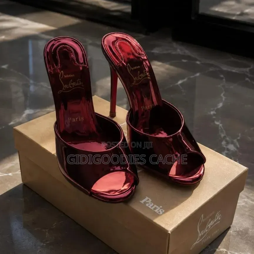 Louboutin White Patent Peep-Toe Mule Heels Size 37-42