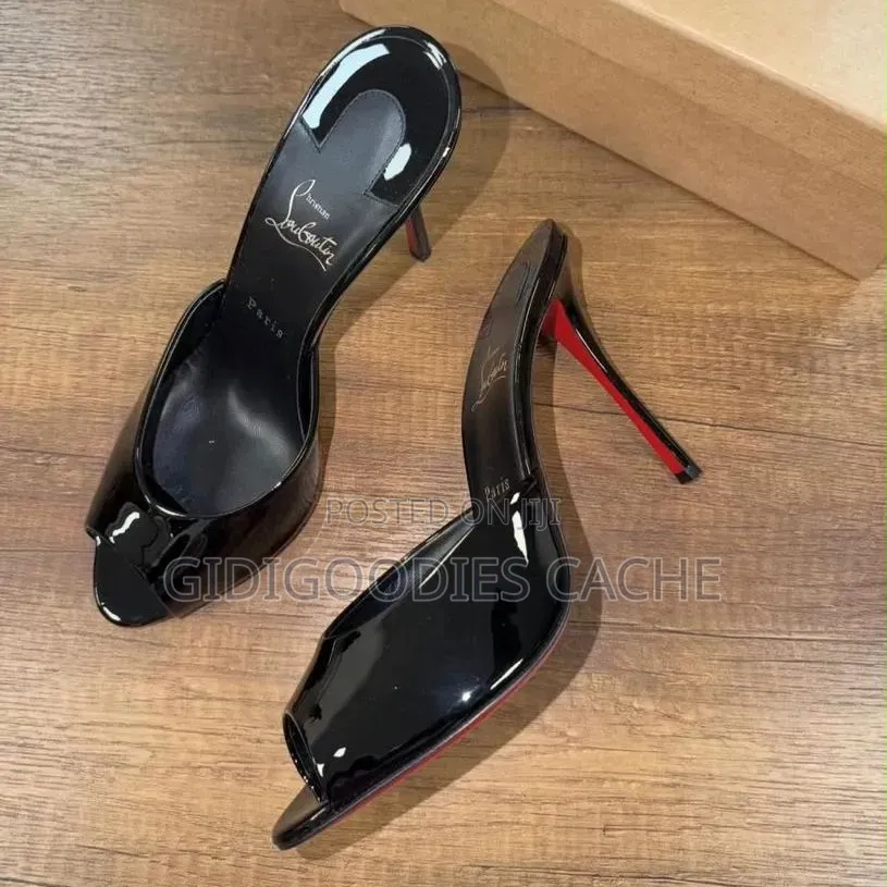 Louboutin White Patent Peep-Toe Mule Heels Size 37-42