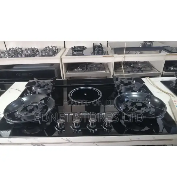 Phiima 4+1 Flip Up Kitchen Cookertop HOB,Tempered Glass 8mm Thickness