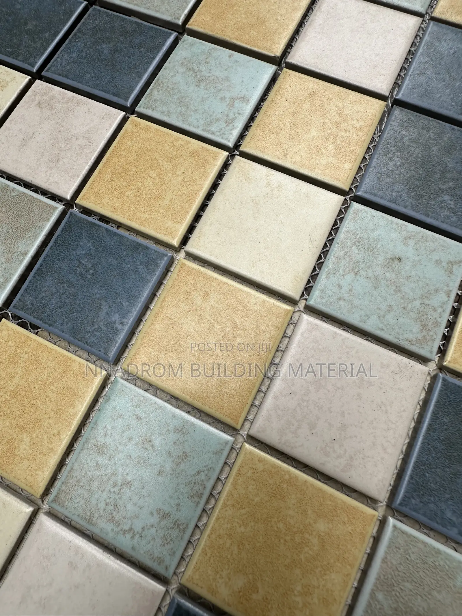 Blue Gold & Cream Porcelain Mosaics