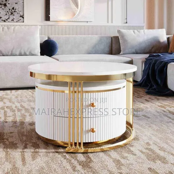 Real Marble With 2 Drawers Center Table