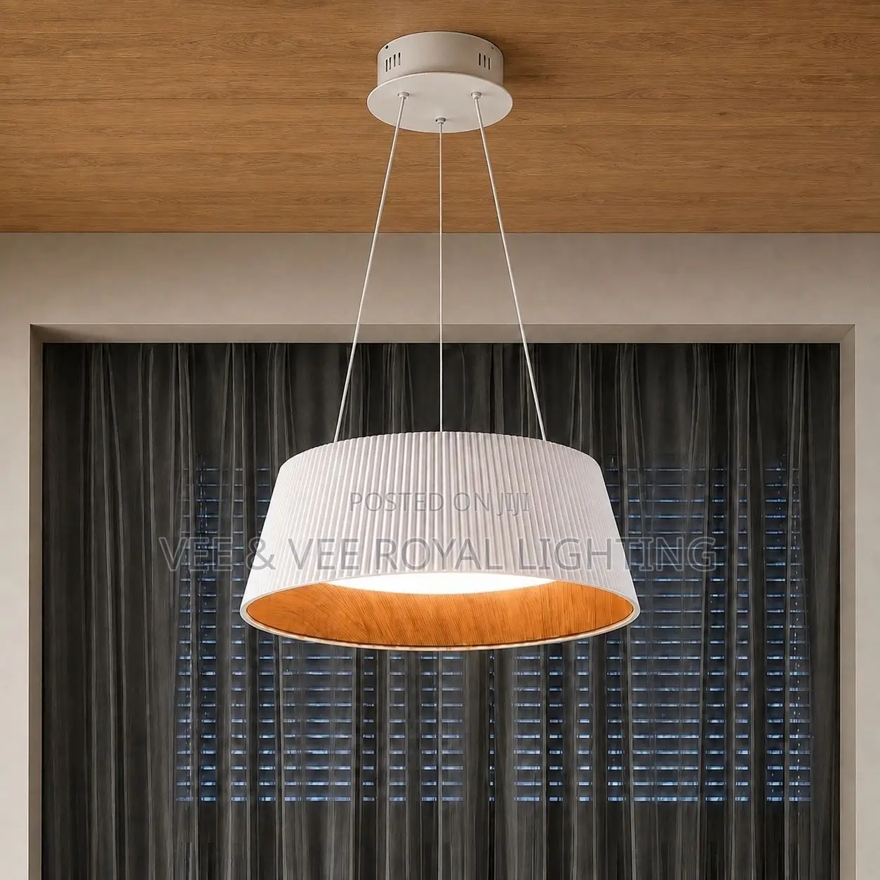 Luxury Fluted Black Drum Pendant Light - For Dining, Kitchen, Hotels