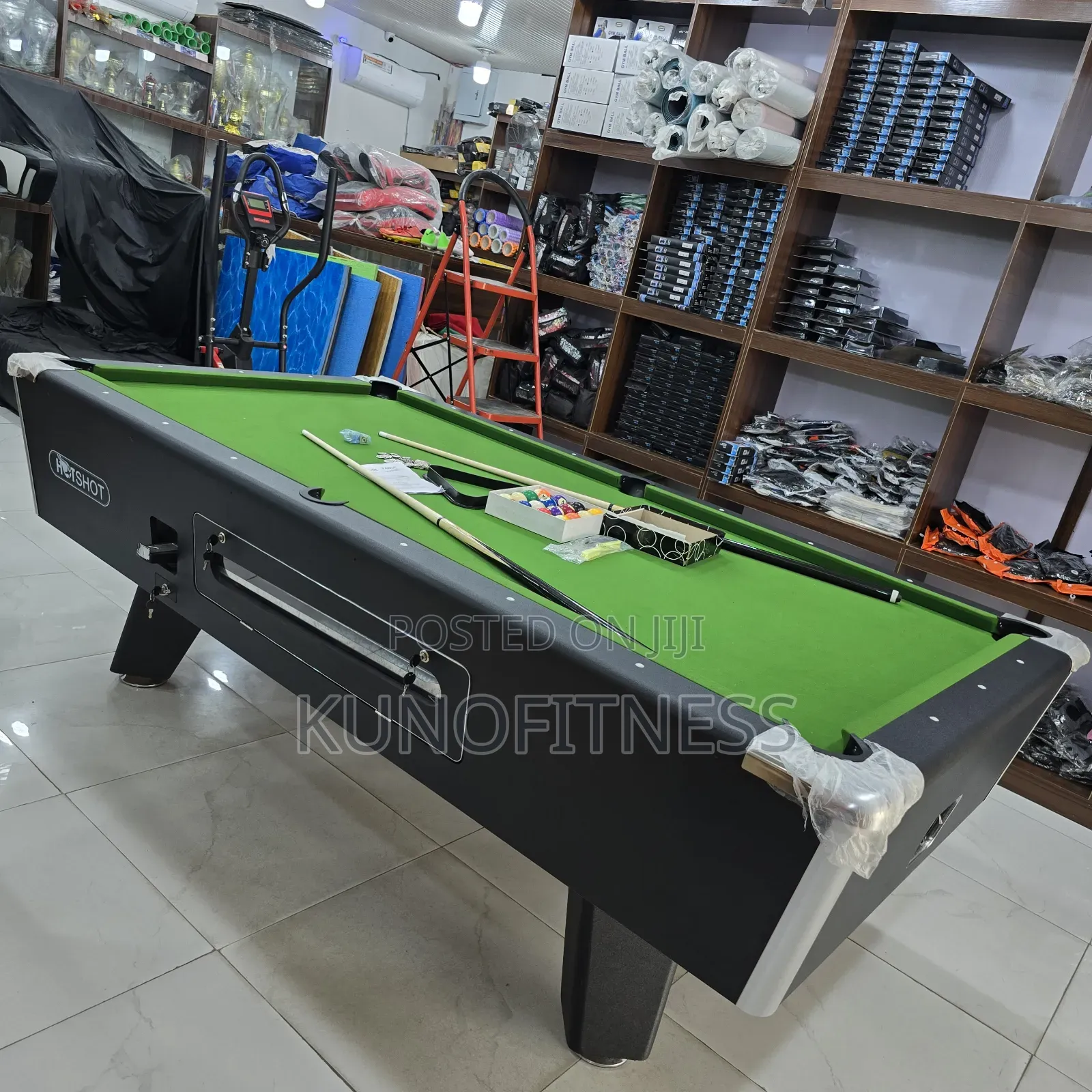 7ft & 8ft Imported Coin-Operated Marble-Top Pool Table + Accessories