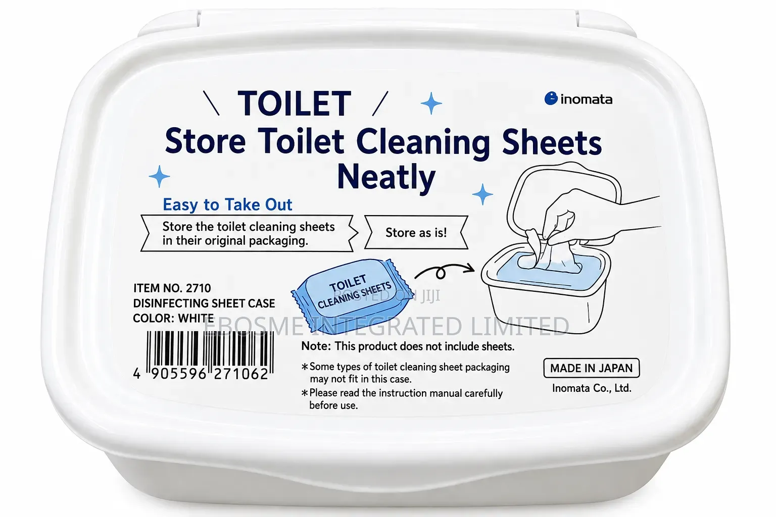 Inomata Toilet Cleaning Wipes Storage Case – White