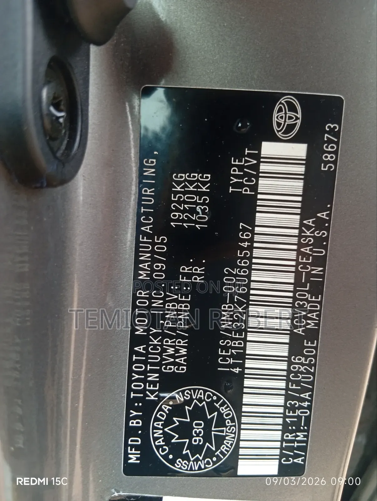 Toyota Camry SE 4dr Sedan (2.4L 4cyl 5A) 2006 Gray