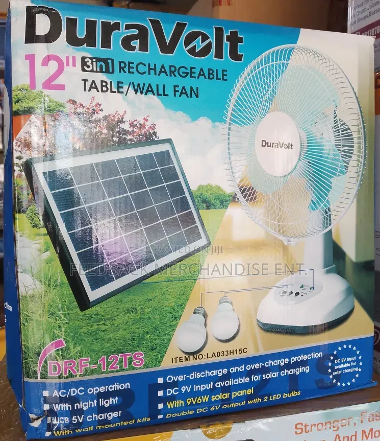 Duravolt Rechargeable Table Fan (12 Inches)