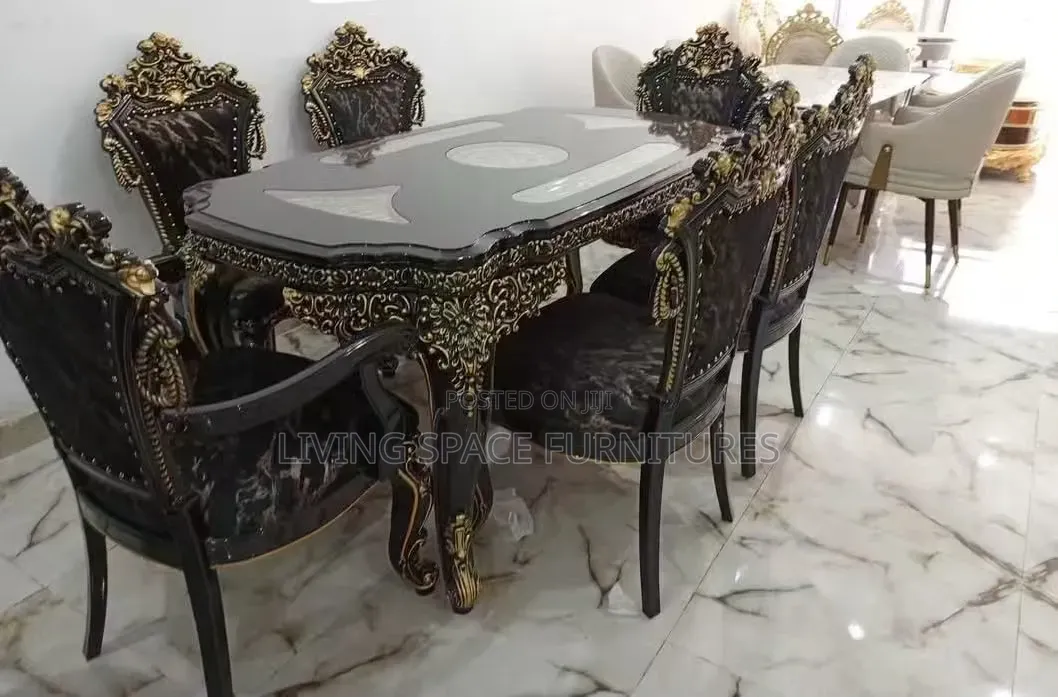 Royal Dining Table With 6 Fabric Chairs