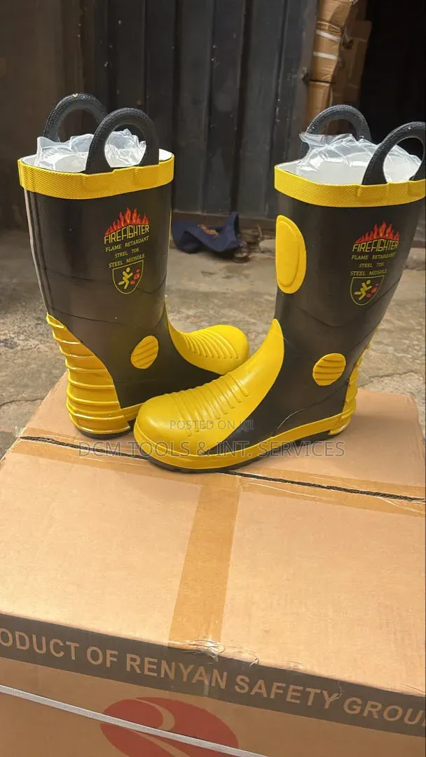 Fire Retardant Safety Rainboot, Coverall and Helmet Kit.