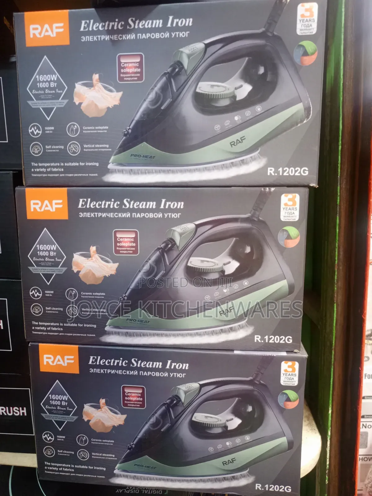 RAF 1600W Steam Electric Iron – Ceramic Soleplate Non-Stick Clothes