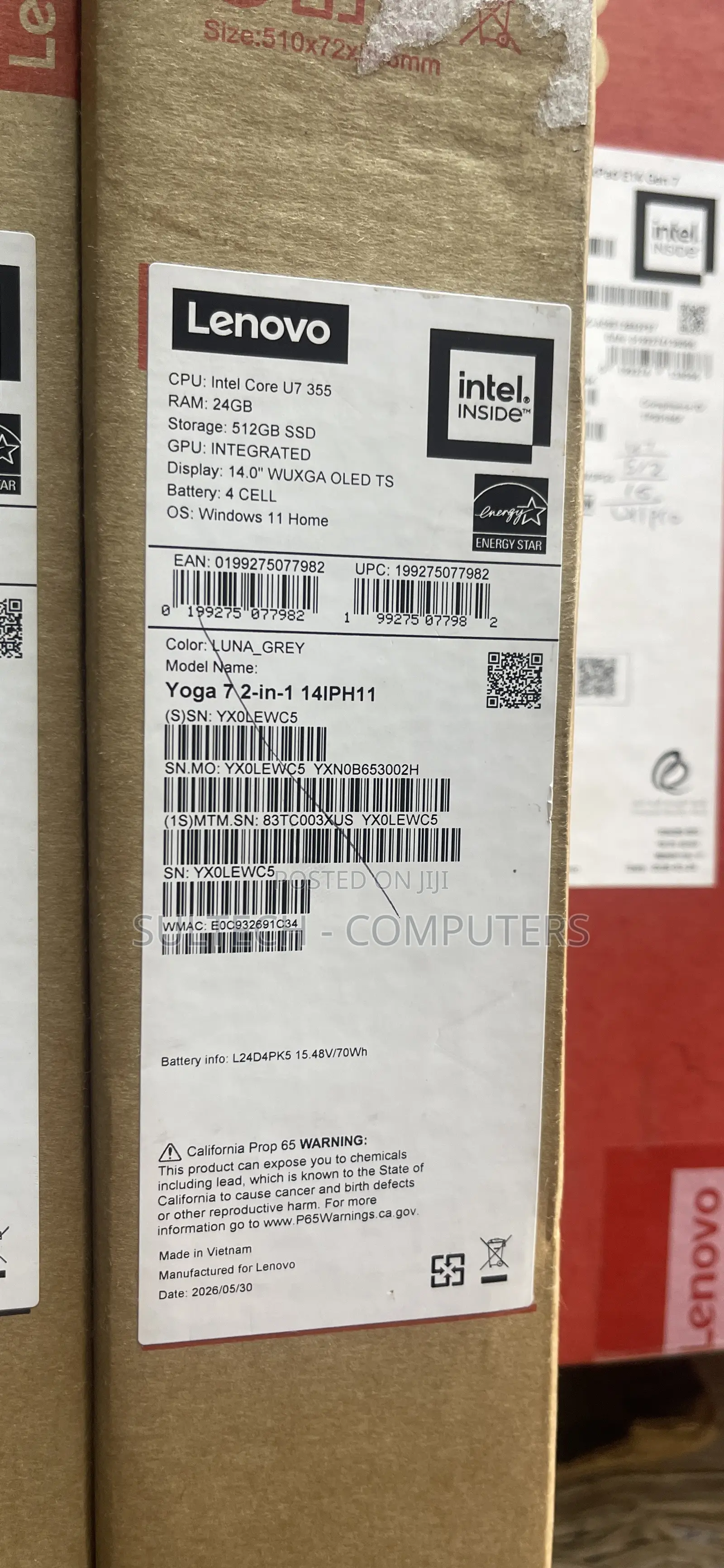 New Laptop Lenovo Yoga 7i 24GB Intel Core Ultra 7 SSD 512GB