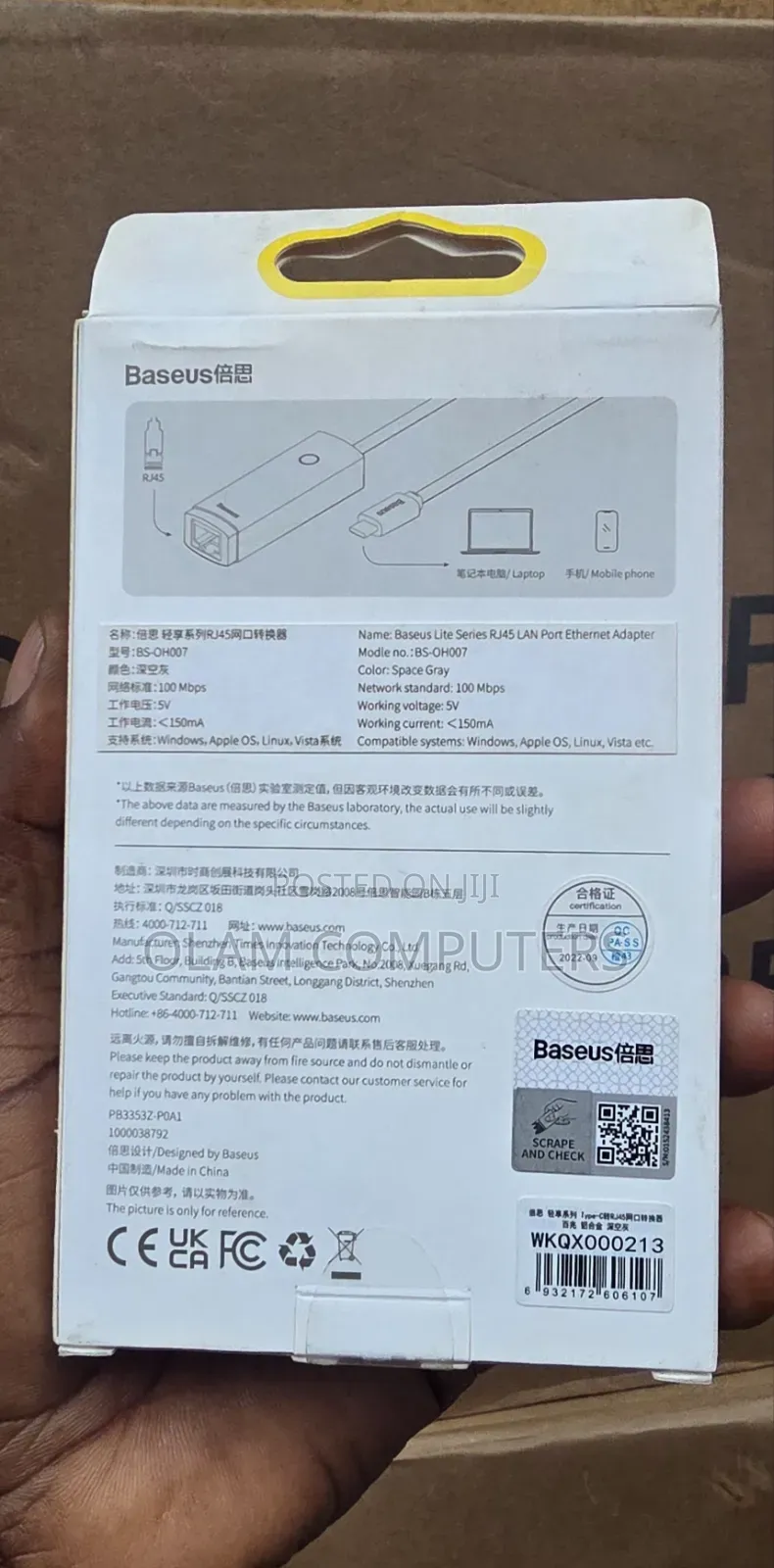 Baseus Airjoy RJ45 LAN Port Ethernet