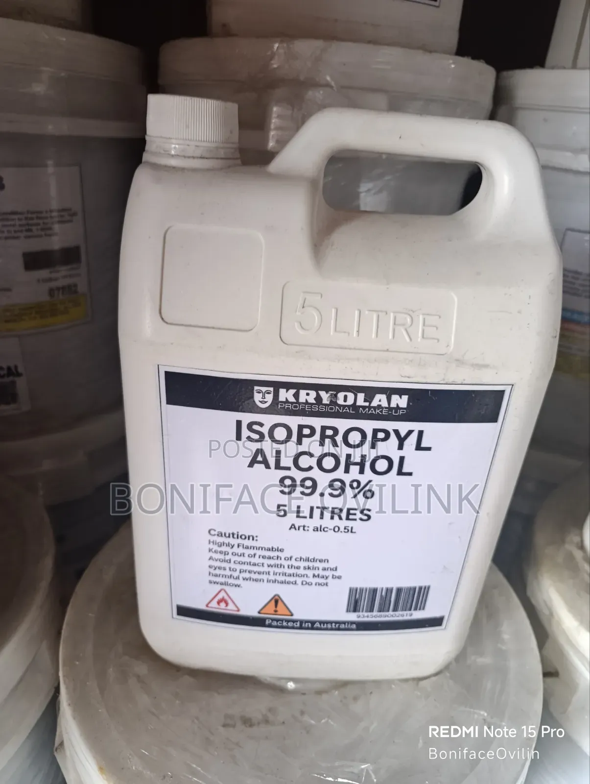 Isopropyl Alcohol 99.9% Pure IPA Isopropanol Lab Grade 5 Litre