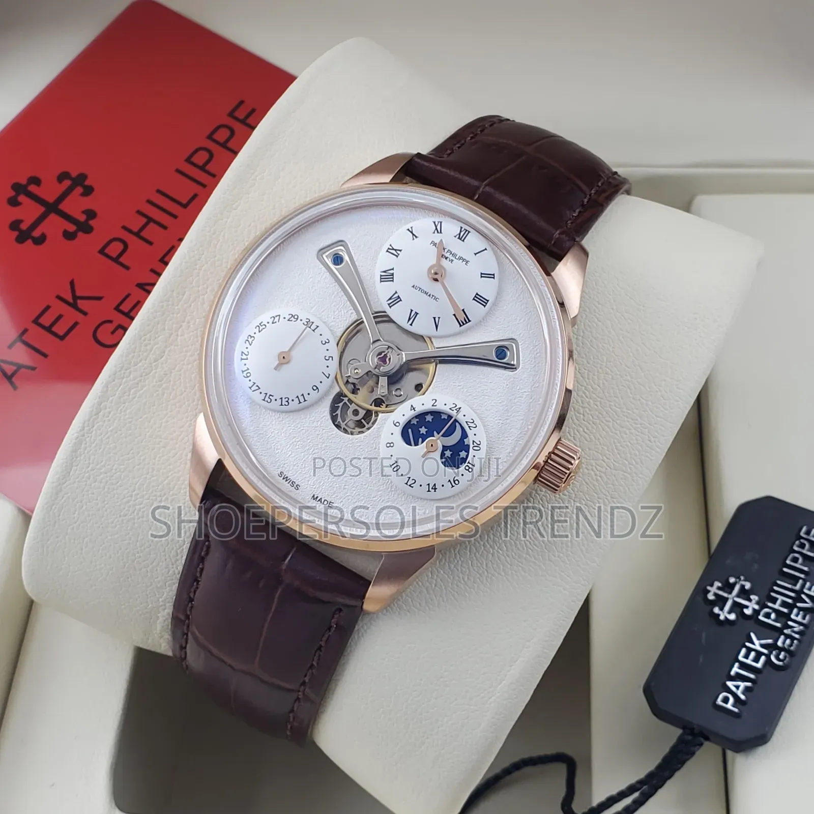 Phillipe Patek Leather Chronograph Wrist Watch