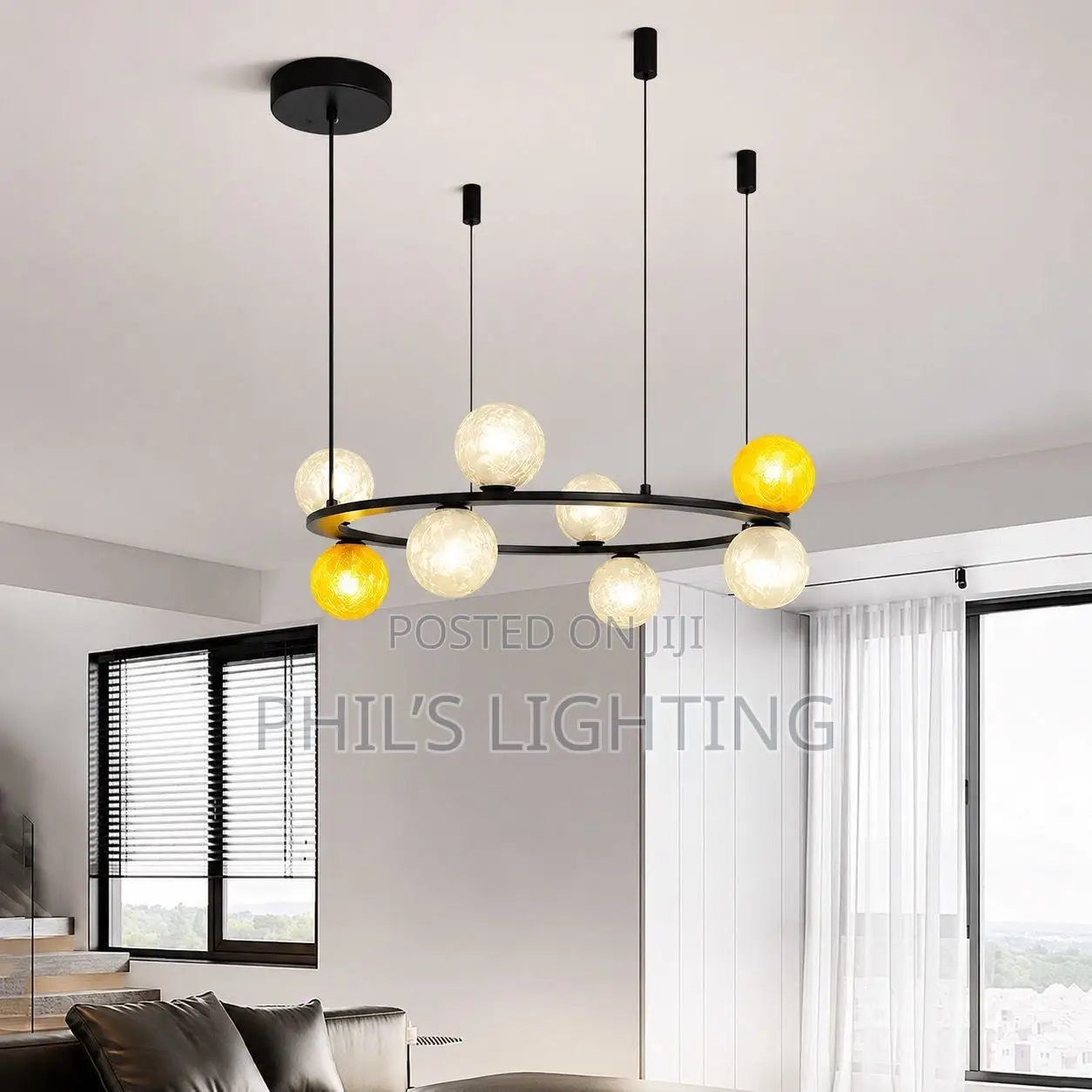 Nordic Creative Glass Sphere Circular Energy-Saving Pendant Light