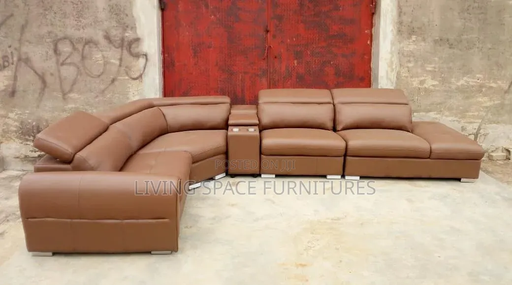 L Shape Sectional Sofa Leather Chairs With Center Table