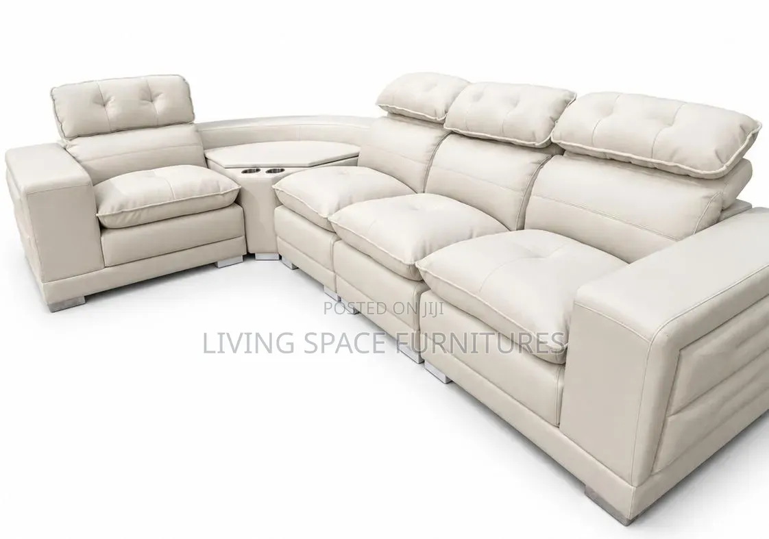 L Shape Sectional Sofa Leather Chairs With Center Table