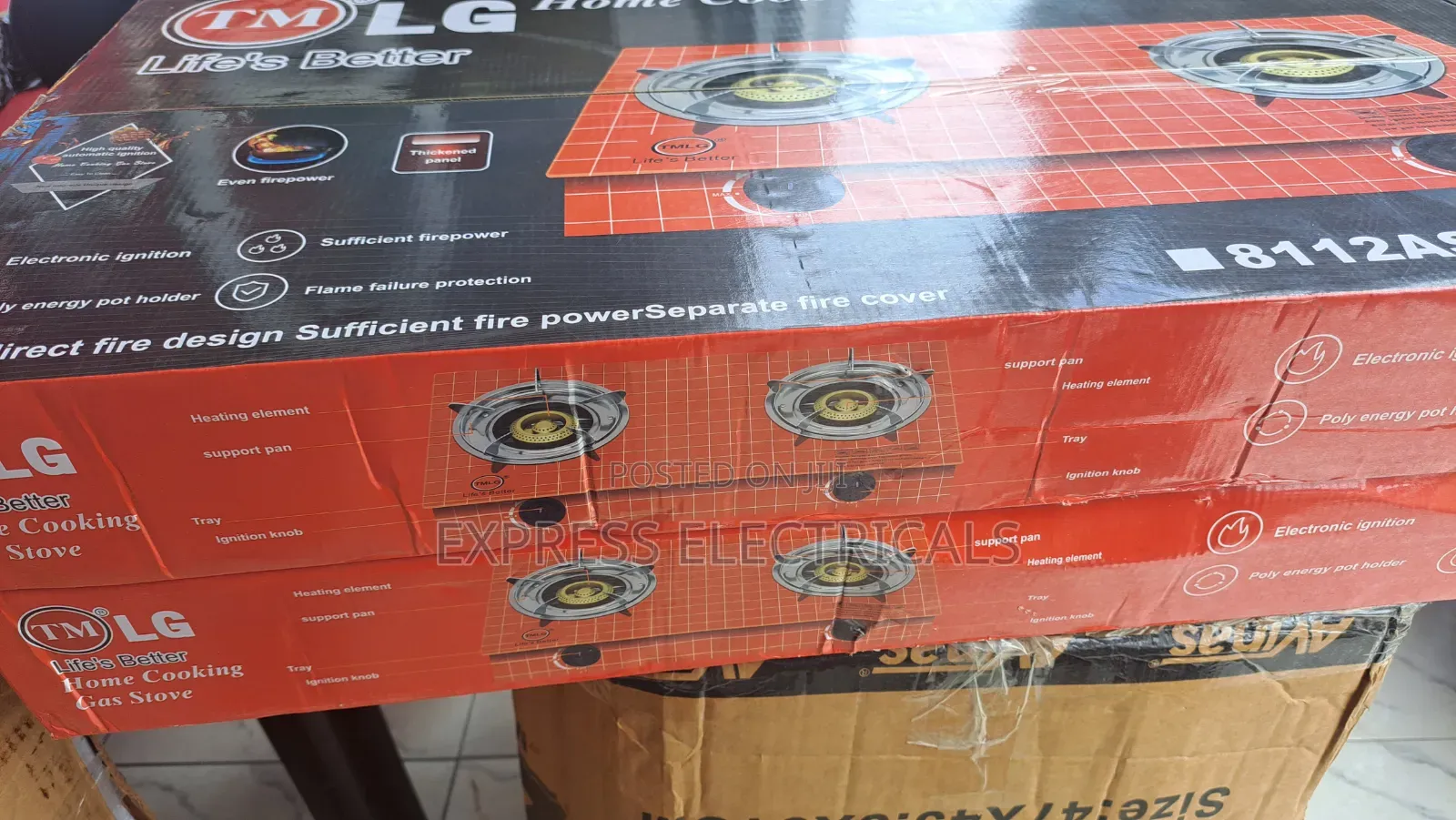 TM LG 2 Burner Glass Gas Cooker - Model 8112AS With Auto Ignition