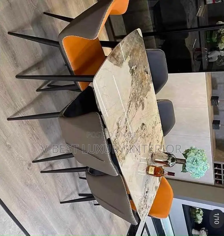 6-Seater Premium Marble Dining Set.