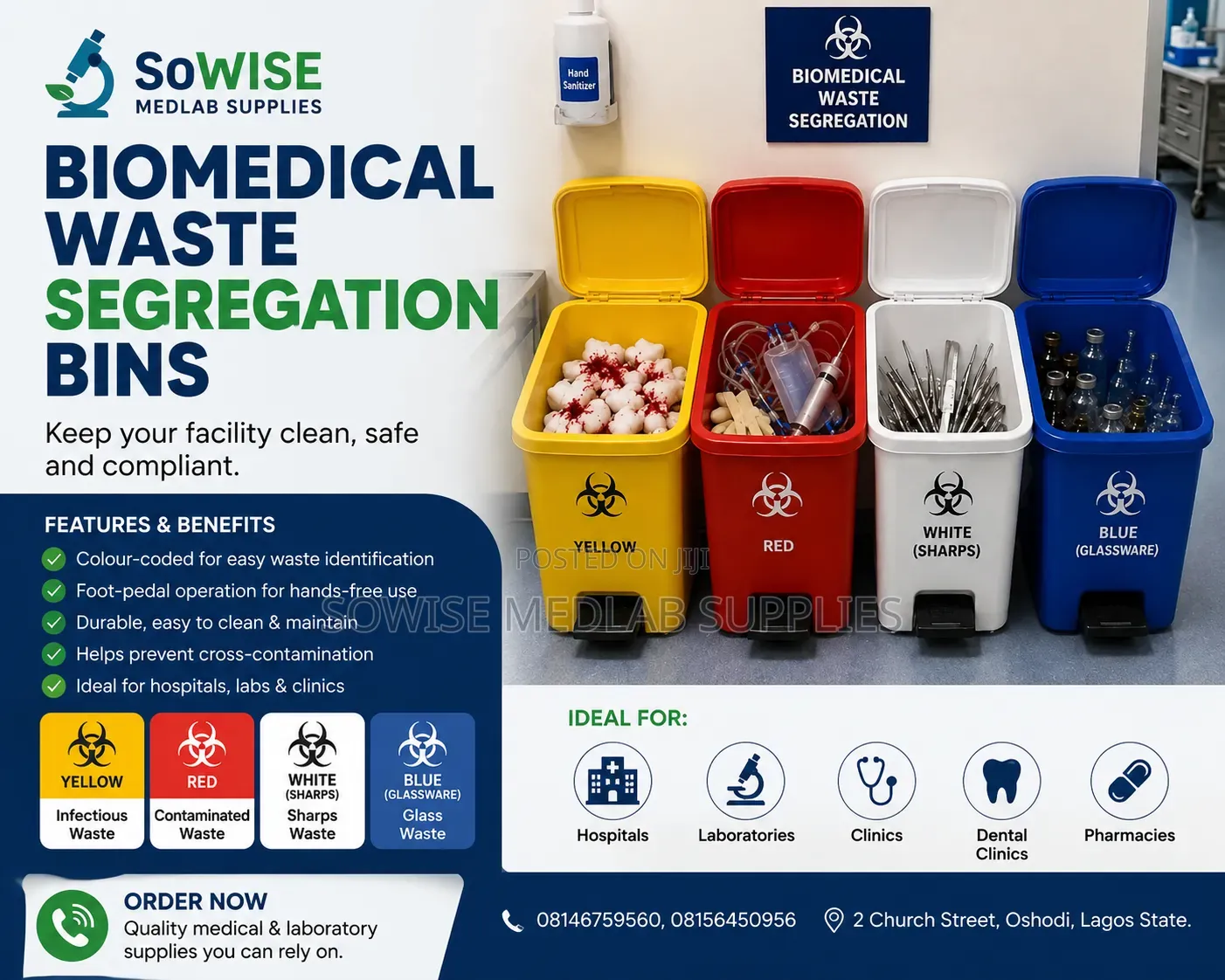 🗑 Biomedical Waste Segregation Bins – Red,yellow Colour Waste Bins