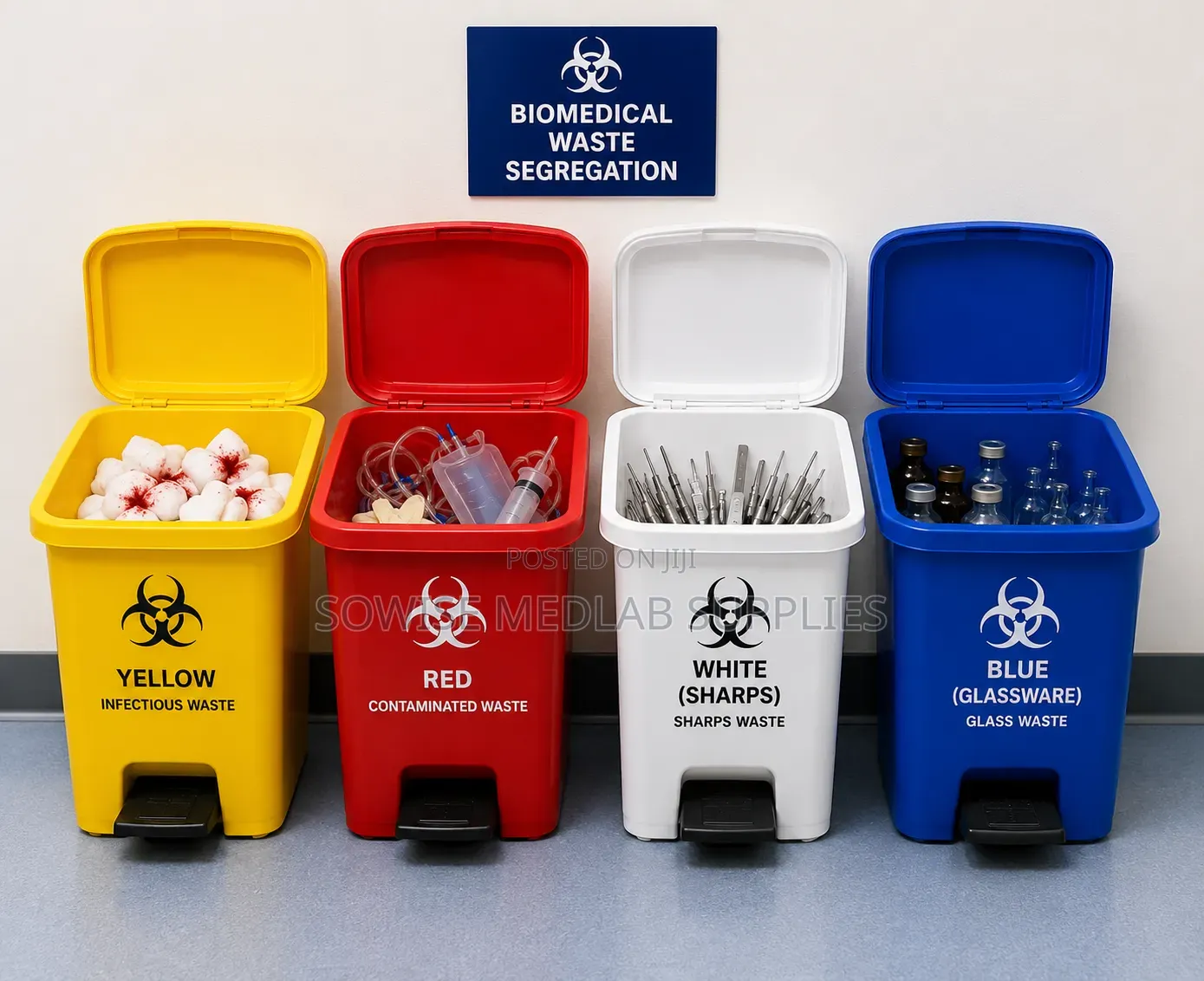 🗑 Biomedical Waste Segregation Bins – Red,yellow Colour Waste Bins