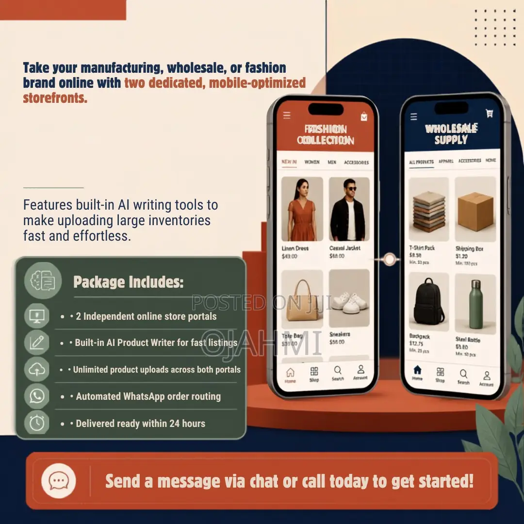 Two-Store E-Commerce Portal Website With AI Copywriter