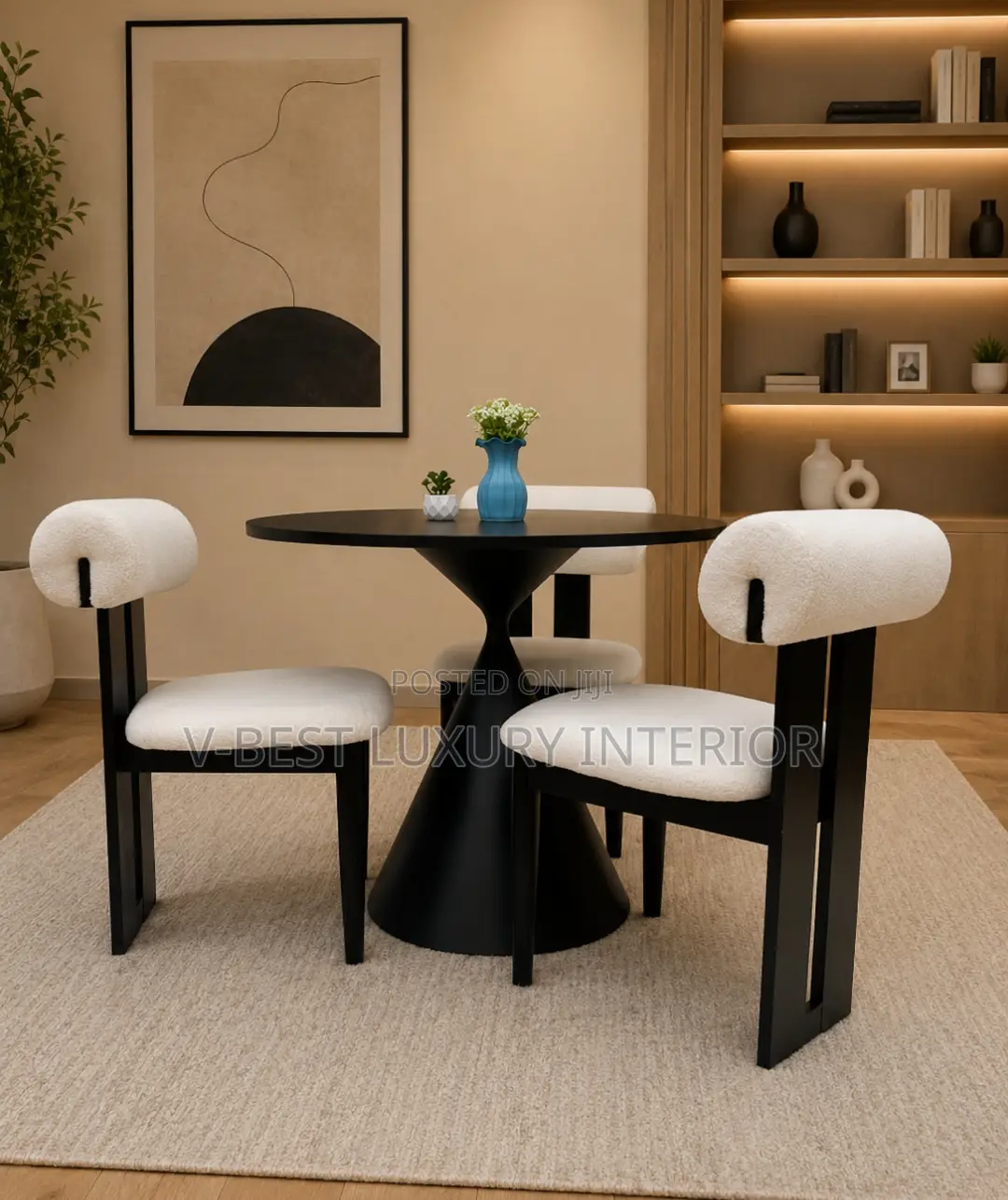 3-Seater Dining Set , Original Round White Table With Quality Chairs