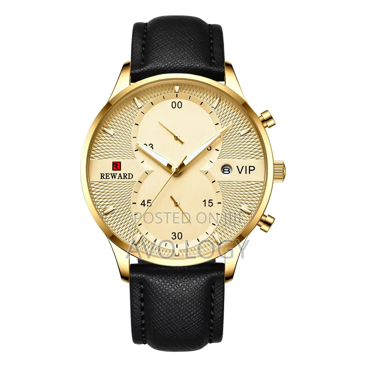 Reward 
Leather Strap Wristwatch