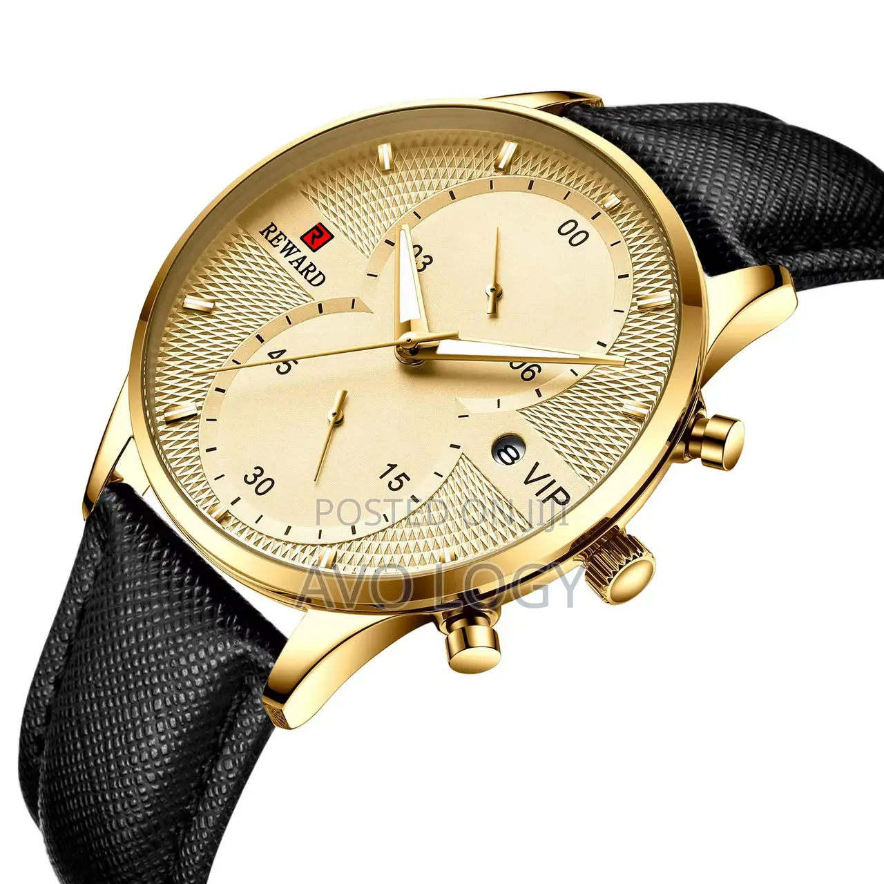 Reward 
Leather Strap Wristwatch