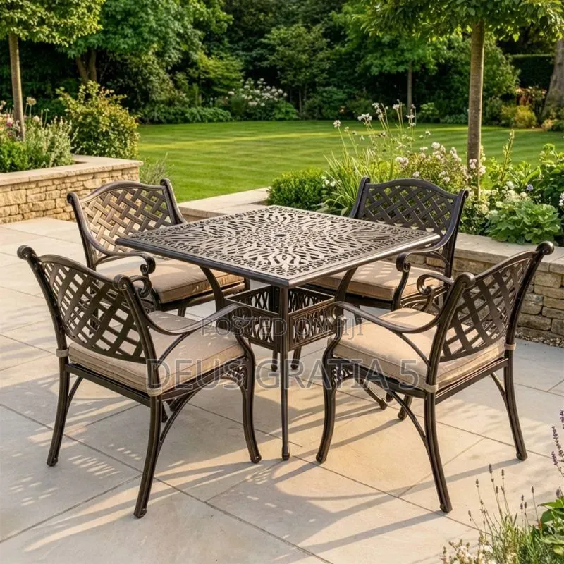 `4 Seater Outdoor Set `Garden Table and Chairs, `Cast Aluminum Patio