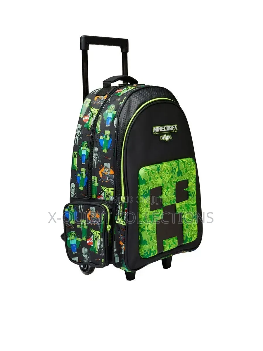 Smiggle 18-Inch Trolley Bag & Lunch Bag Set – Minecraft