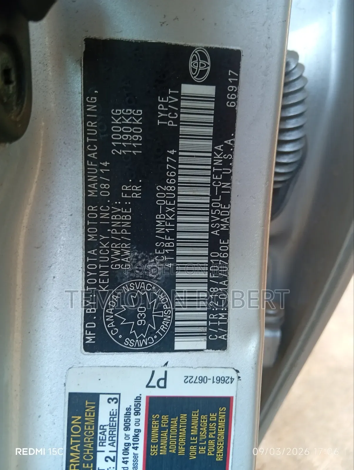 Toyota Camry LE 4dr Sedan (2.5L 4cyl 6A) 2015 Silver