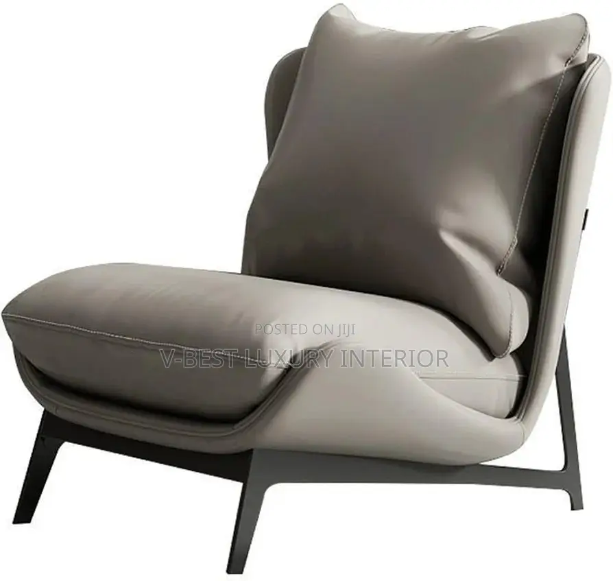 Accent Lounge Chair, Quality Metal Frame Light Gray/Brown