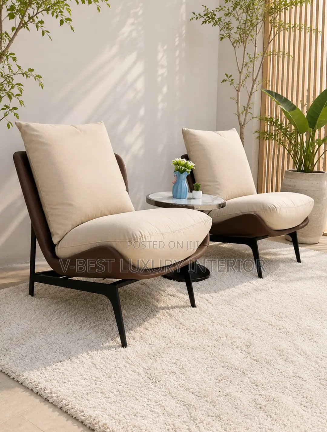 Accent Lounge Chair, Quality Metal Frame Light Gray/Brown