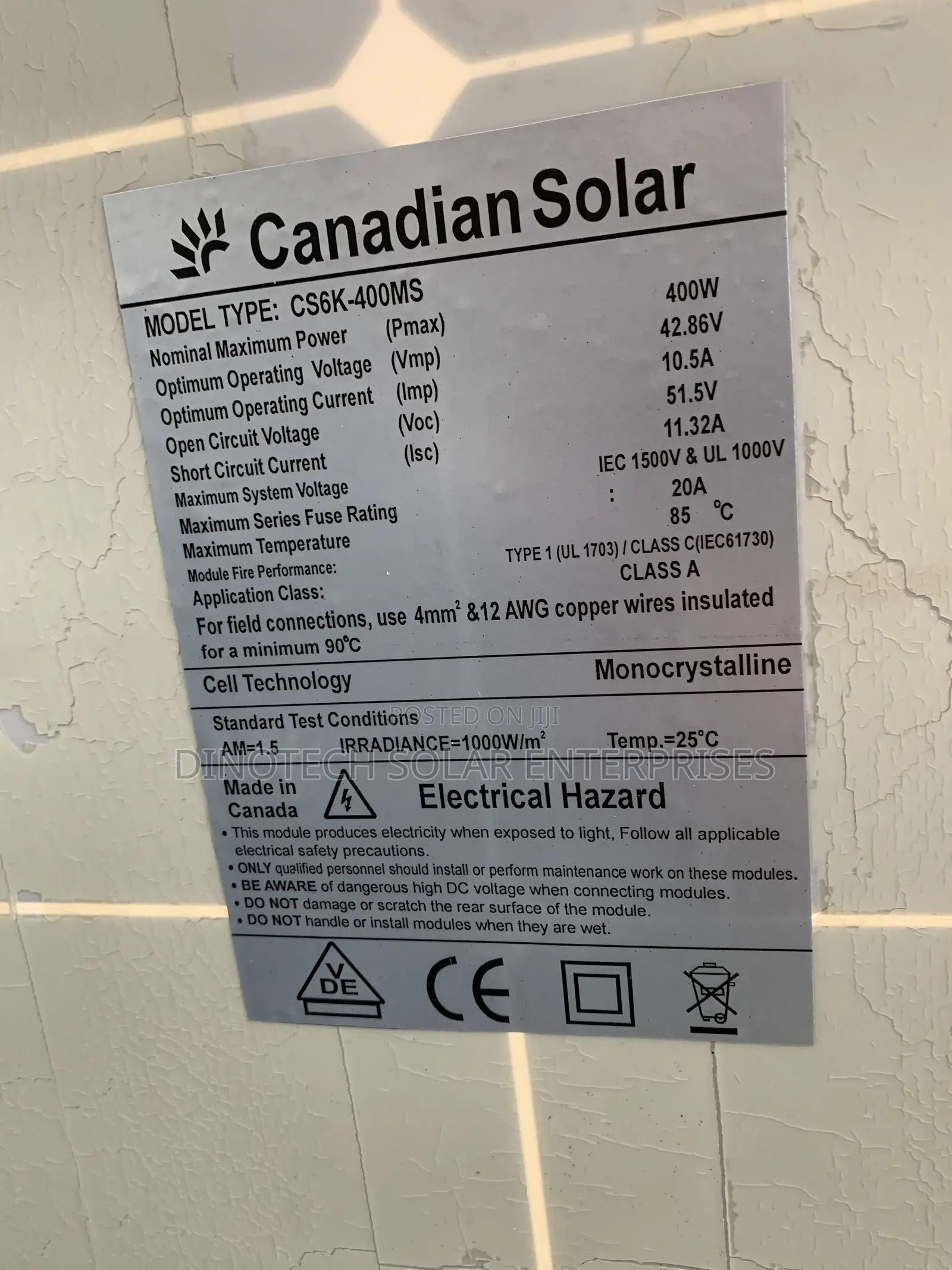 400w 96cells Canadian Solar Panel Mono