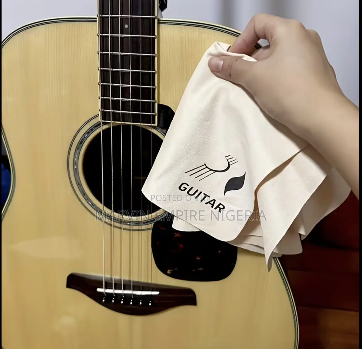 Guitar Imprint Suede Microfiber Wipe Cloth for Instrument Cleaning
