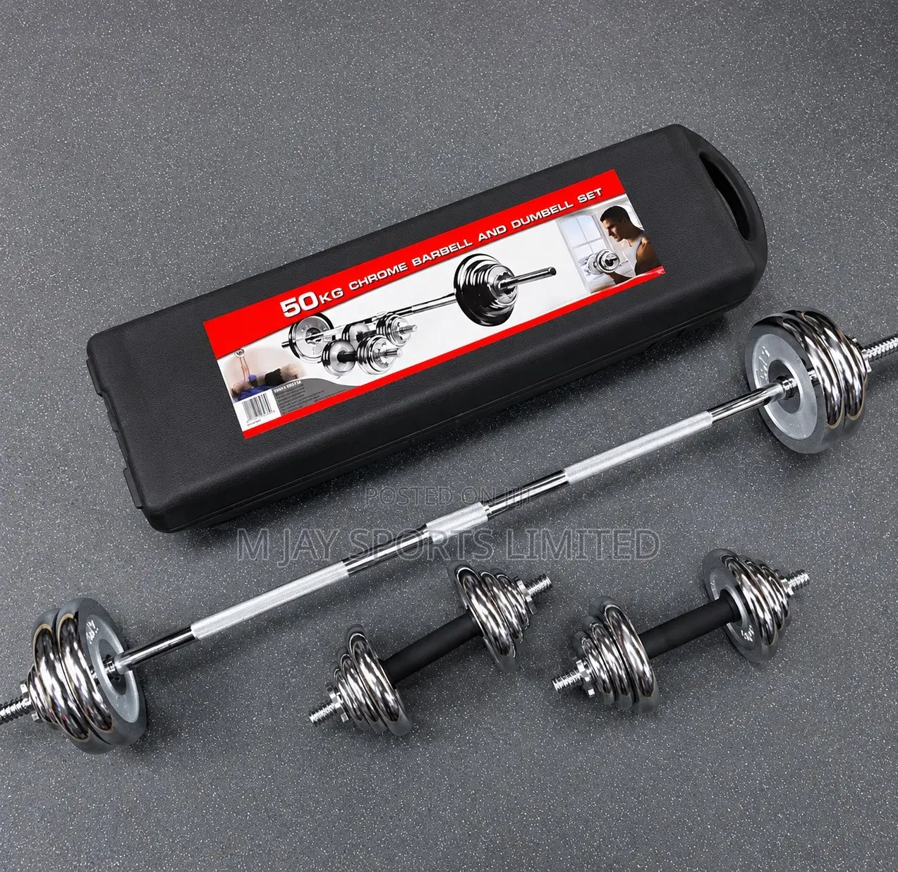50kg Chrome Barbell and Dumbell Set