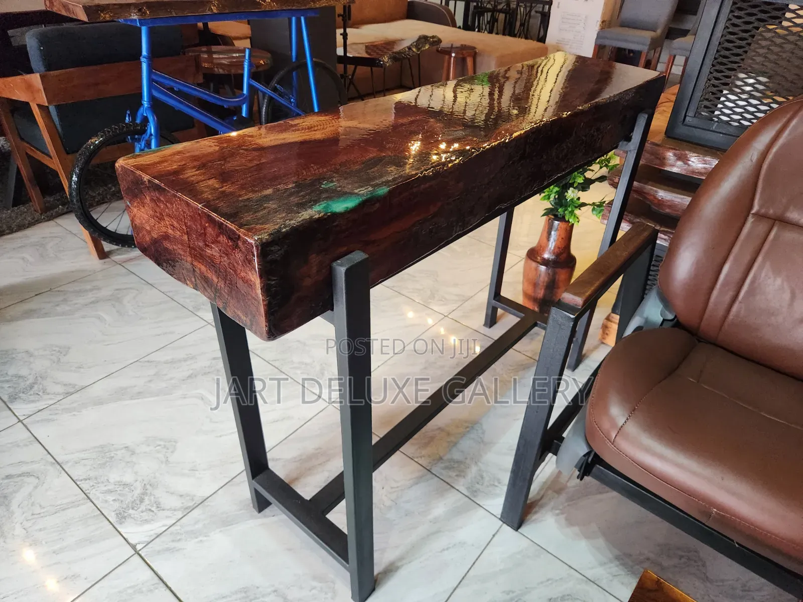 Stylish Wooden Log Epoxy Console