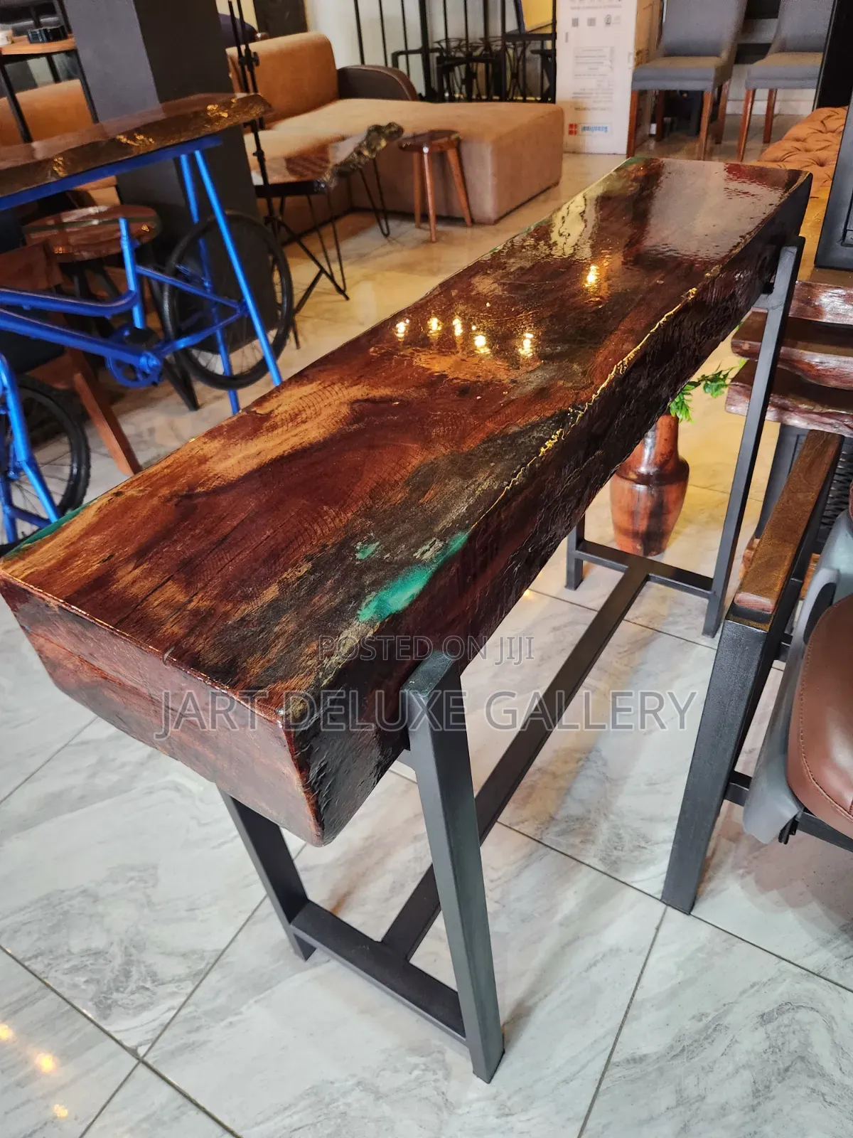 Stylish Wooden Log Epoxy Console