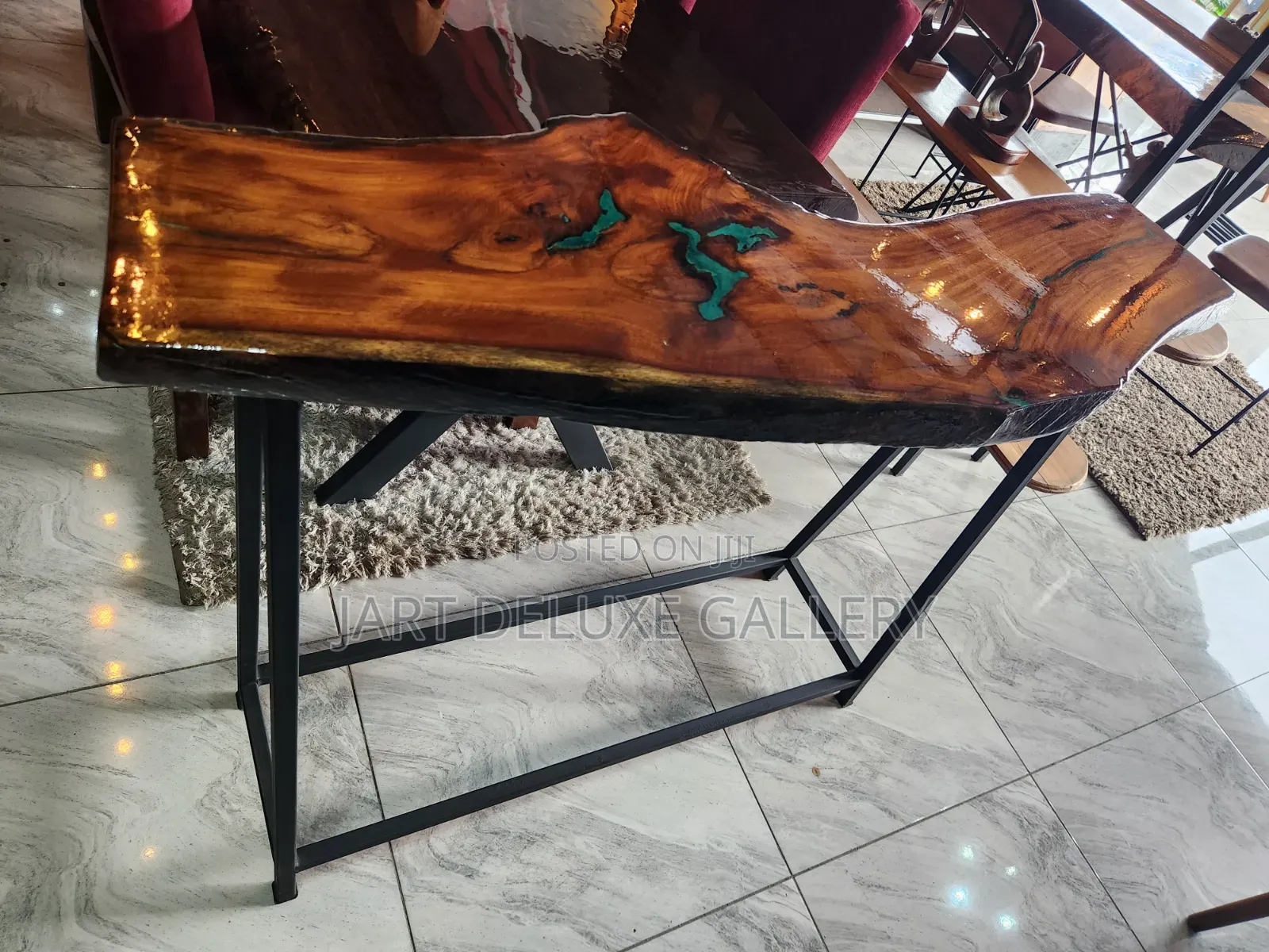 Live-Edge Wooden Epoxy Console Table