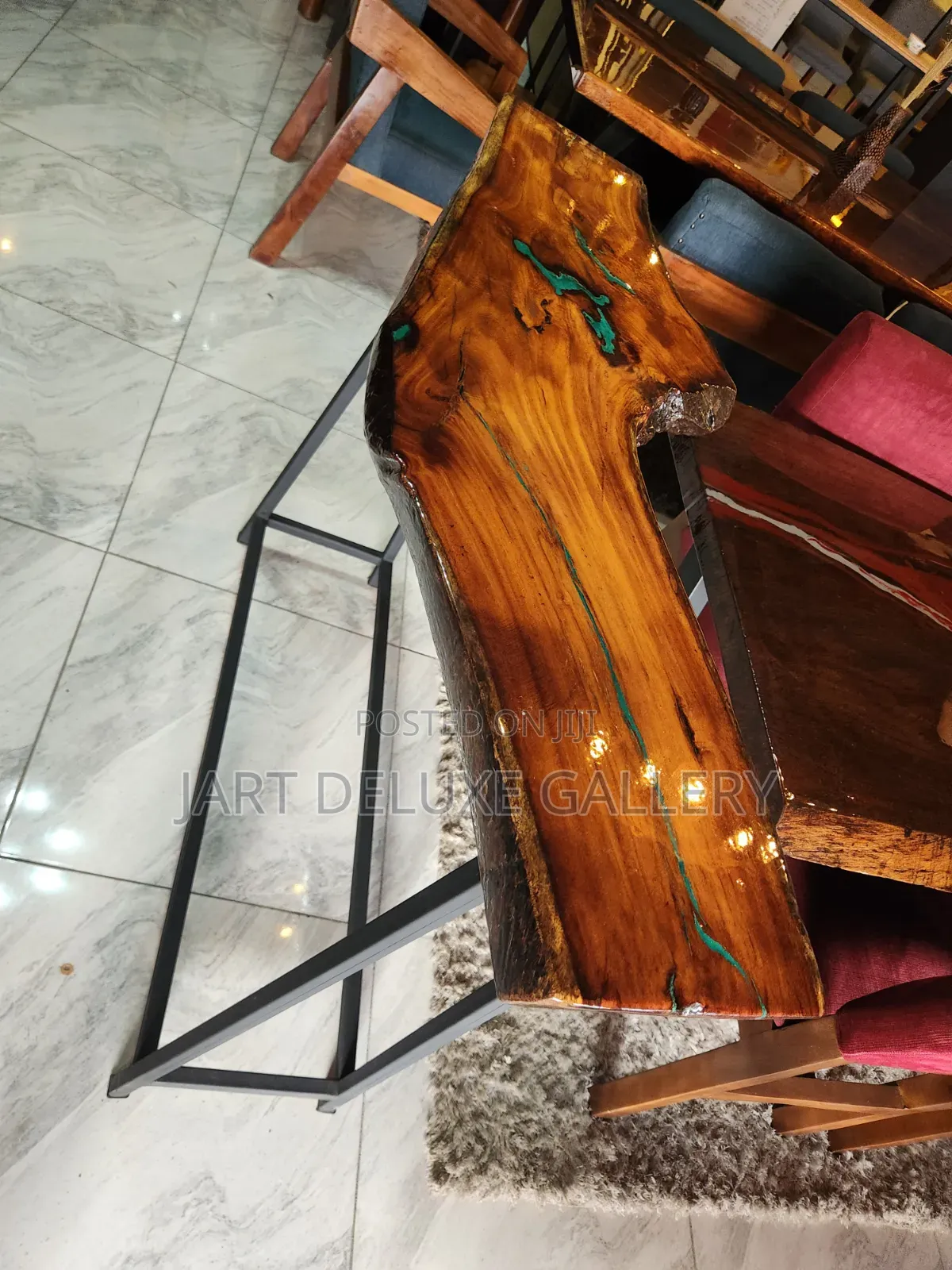 Live-Edge Wooden Epoxy Console Table