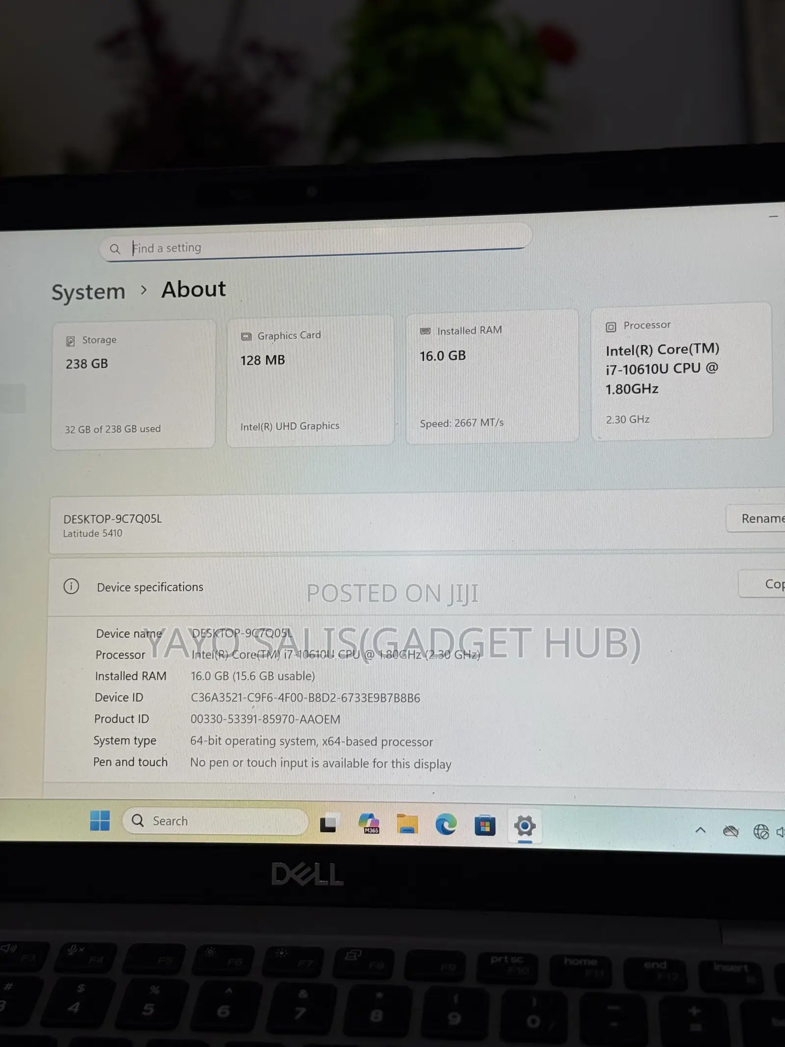 Laptop Dell Latitude 5410 16GB Intel Core i7 SSD 256GB