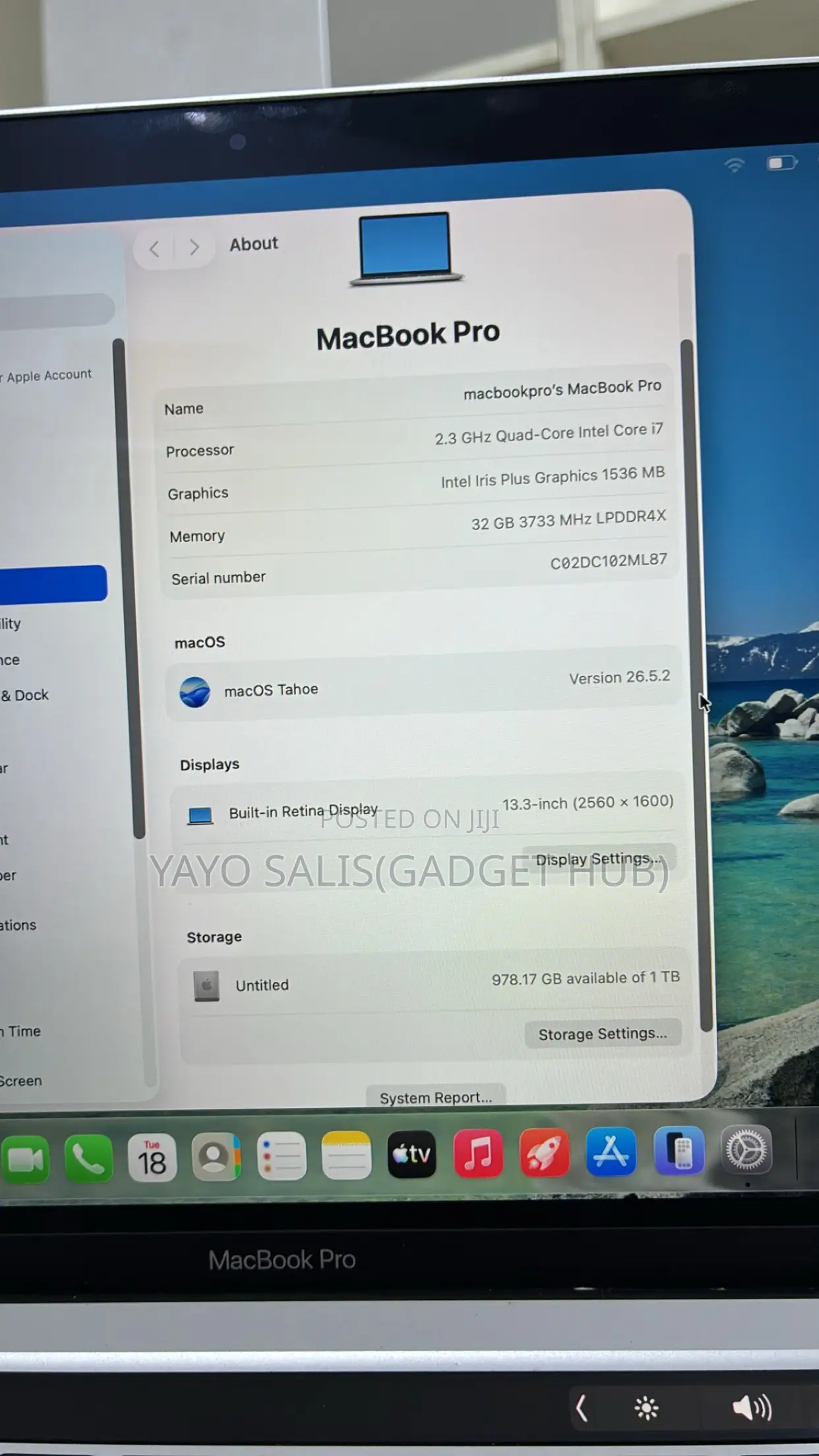 Laptop Apple MacBook Pro 2020 32GB Intel Core i7 SSD 1T