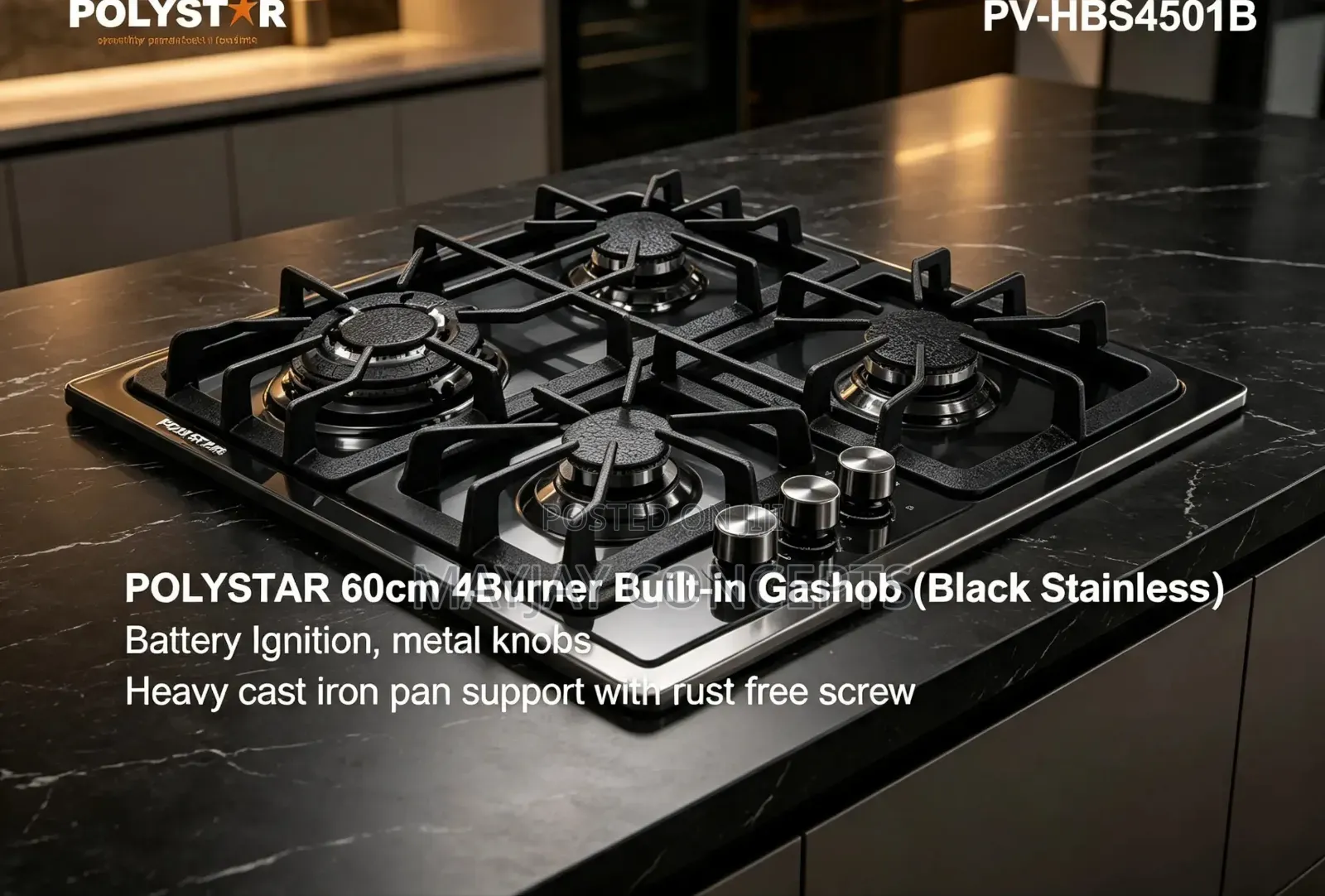 POLYSTAR 4-Burner Built-in Gas Hob 60cm PV-HBS4501B