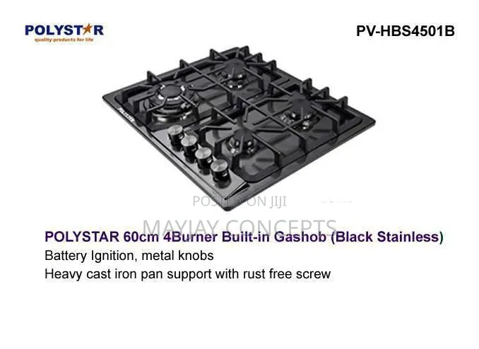 POLYSTAR 4-Burner Built-in Gas Hob 60cm PV-HBS4501B