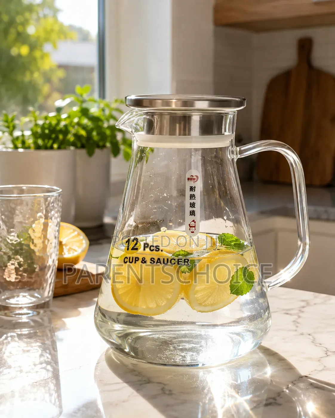 Crystal Clear Glass Water Jug - 1.93L